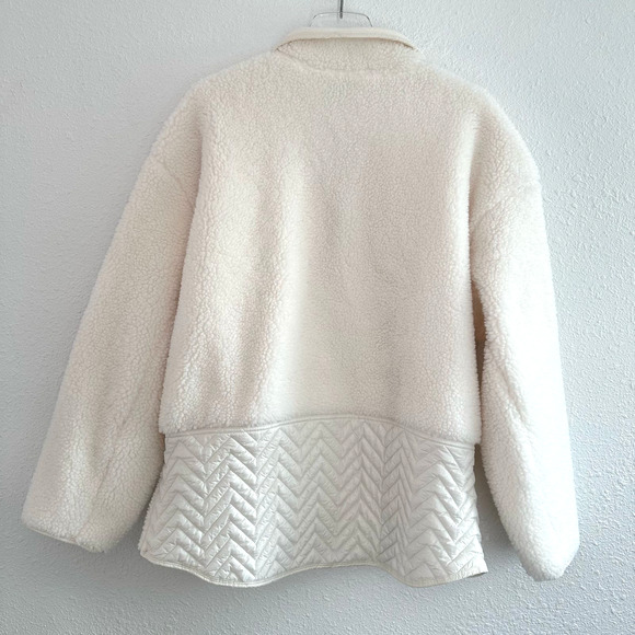 Athleta Cozy Sherpa Snap Sweatshirt Magnolia XL Pullover Fleece Sweater Oversize - Picture 4 of 9